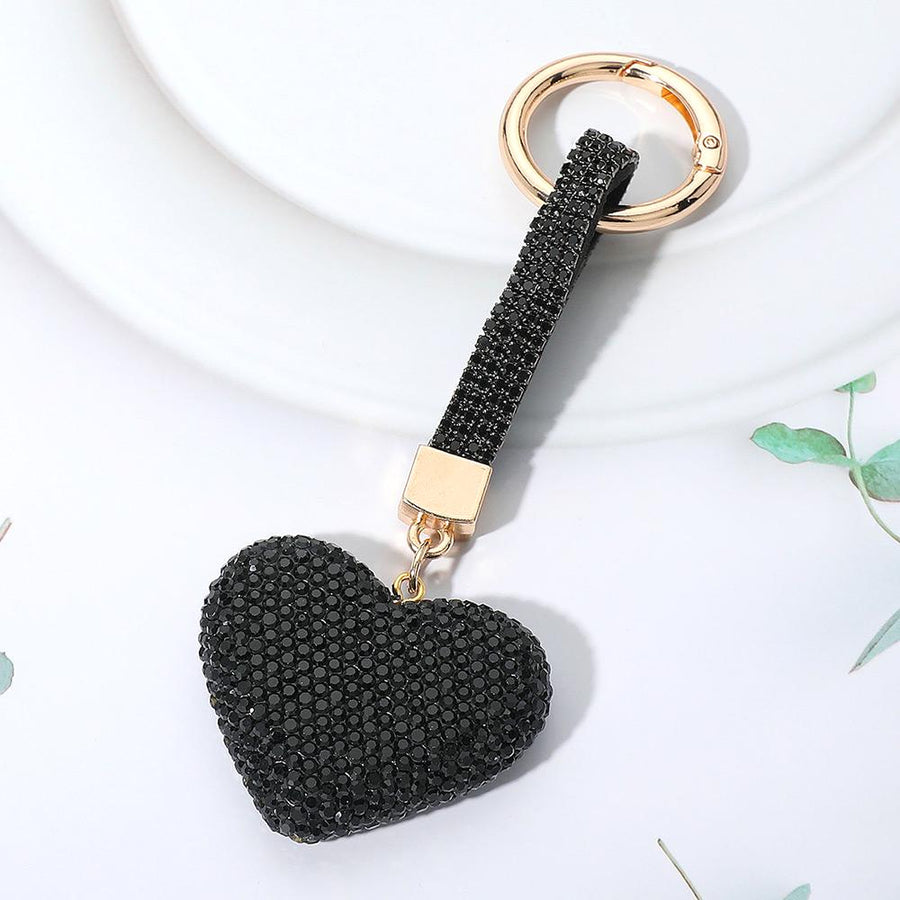Rhinestone Heart Keychain Bag Charm, Sparkle Purse Accessory, Glam Glamour Keychain