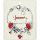 Birthstone Heart Charm Multi Beaded Bracelet – Colorful Stacking Bracelet, Thoughtful Birthday Gift