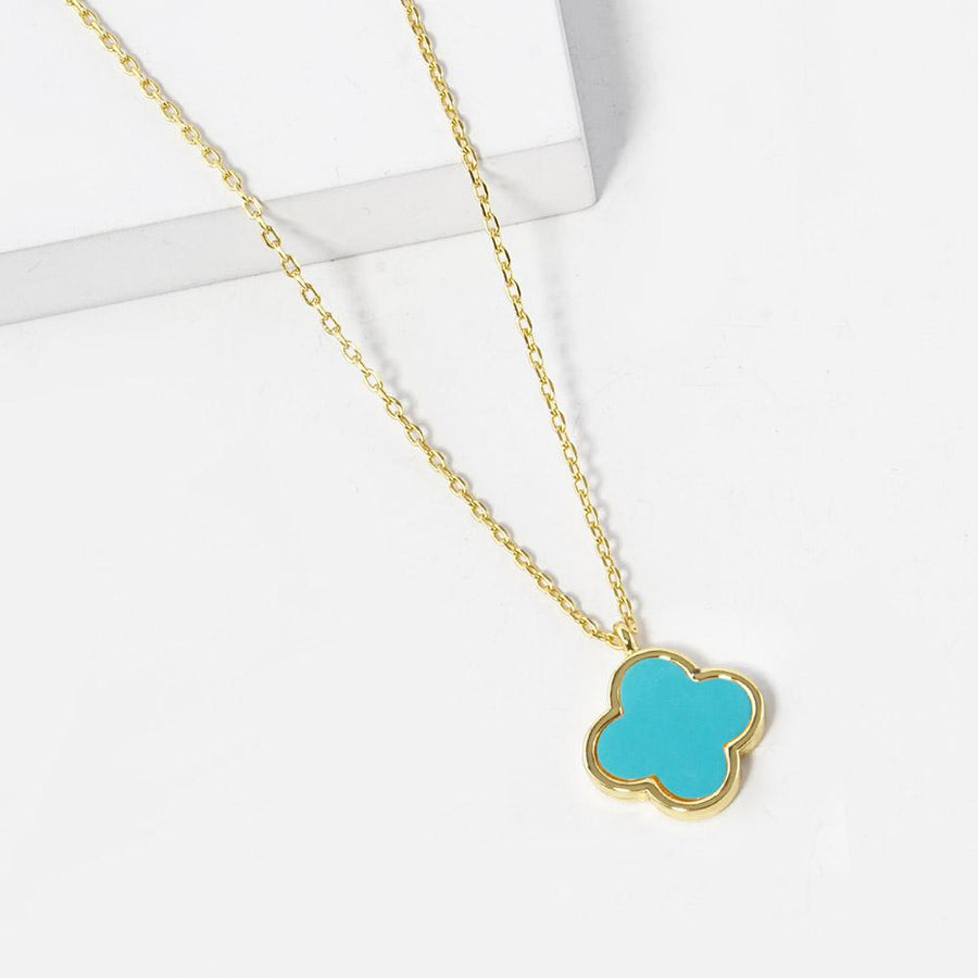 Dainty Gold Dipped Quatrefoil Pendant Necklace | Lucky Clover Charm Jewelry | Minimal Layering Necklace