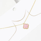 Dainty Gold Dipped Quatrefoil Pendant Necklace | Lucky Clover Charm Jewelry | Minimal Layering Necklace