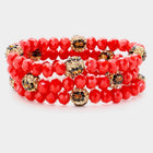 Leopard Pattern Shamballa Bead Bracelet | Faceted Stretch Bracelet | Trendy Boho Bracelets