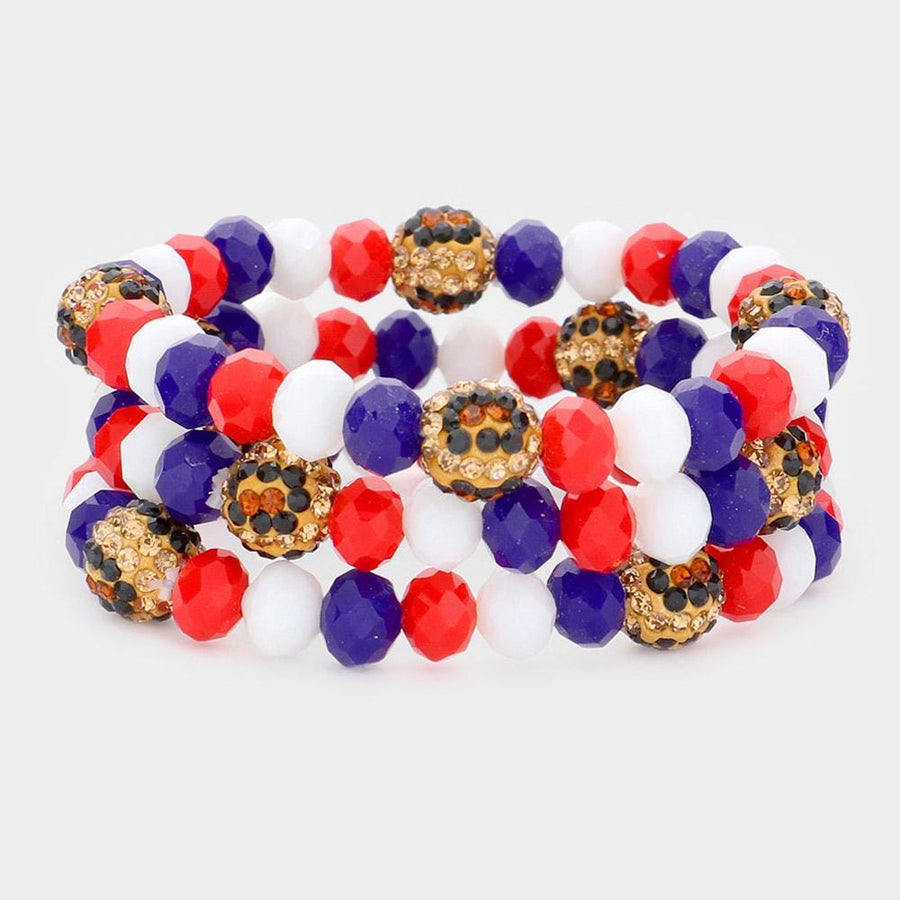 Leopard Pattern Shamballa Bead Bracelet | Faceted Stretch Bracelet | Trendy Boho Bracelets