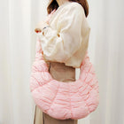Quilted Puffer Croissant Cloud Crossbody Bag – Soft Shoulder Purse, Lightweight Everyday Handbag
