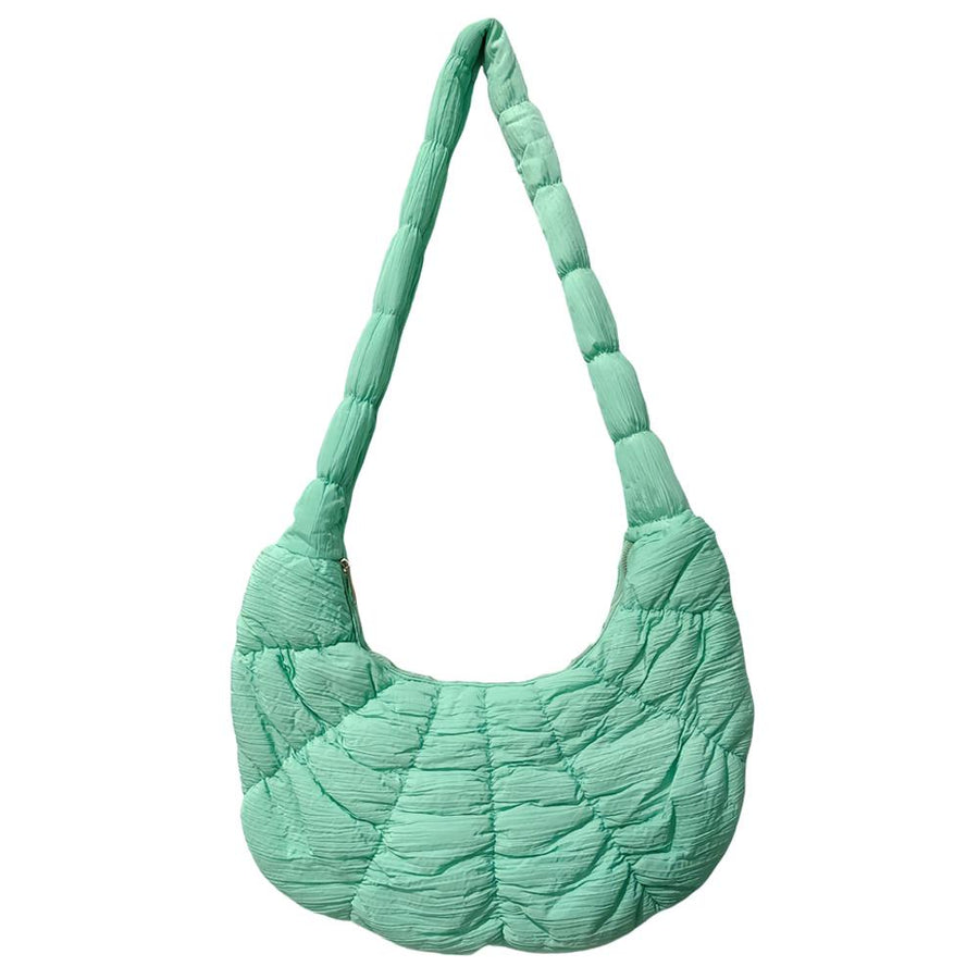 Quilted Puffer Croissant Cloud Crossbody Bag – Soft Shoulder Purse, Lightweight Everyday Handbag