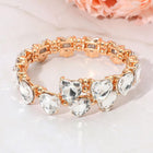 Heart Stone Cluster Link Bracelet, Adjustable Evening Jewelry for Women