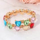 Heart Stone Cluster Link Bracelet, Adjustable Evening Jewelry for Women