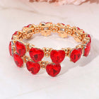 Heart Stone Cluster Link Bracelet, Adjustable Evening Jewelry for Women