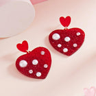 Pearl Glitter Heart Dangle Earrings, Stylish Statement Jewelry, Romantic Sparkle Accessory