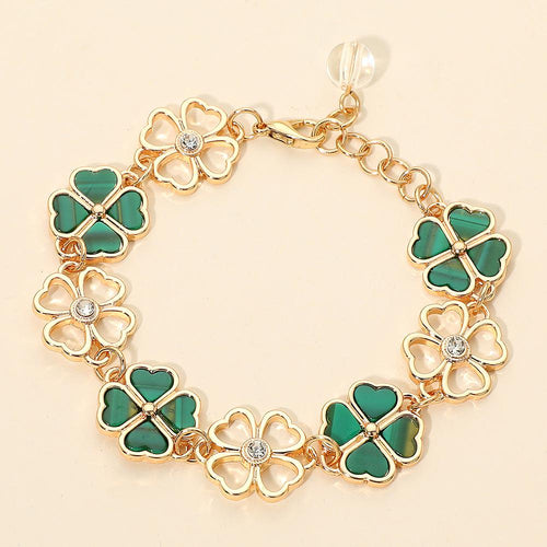 Shamrock Clover Link Bracelet | Lucky St Patrick’s Day Jewelry | Irish Charm Bracelet