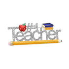 Stone Paved Number 1 Teacher Pin Brooch | Crystal Teacher Appreciation Badge | Teacher's Gift