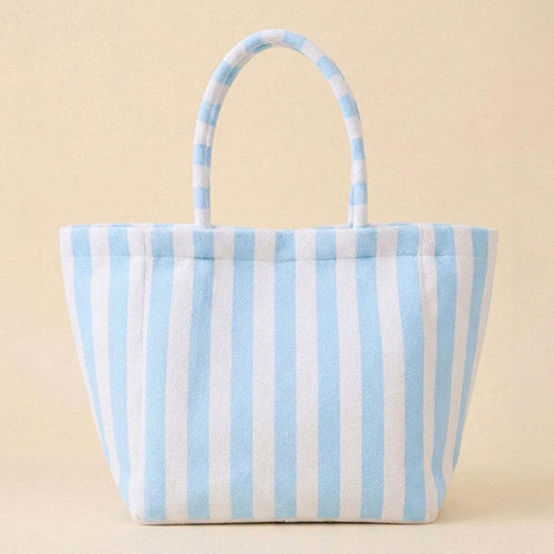 Striped Terry Tote Bag | Soft Summer Shopper Carry on | Beach Shoulder Bag