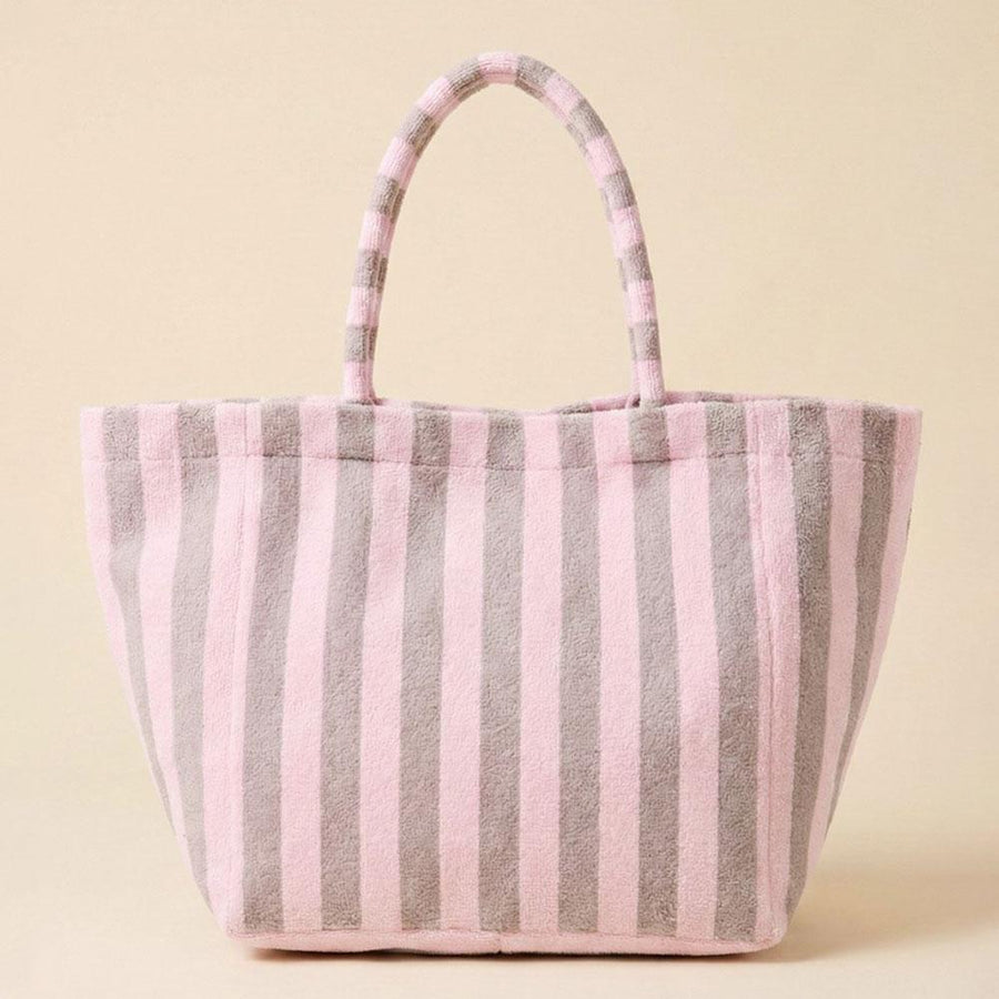 Striped Terry Tote Bag | Soft Summer Shopper Carry on | Beach Shoulder Bag