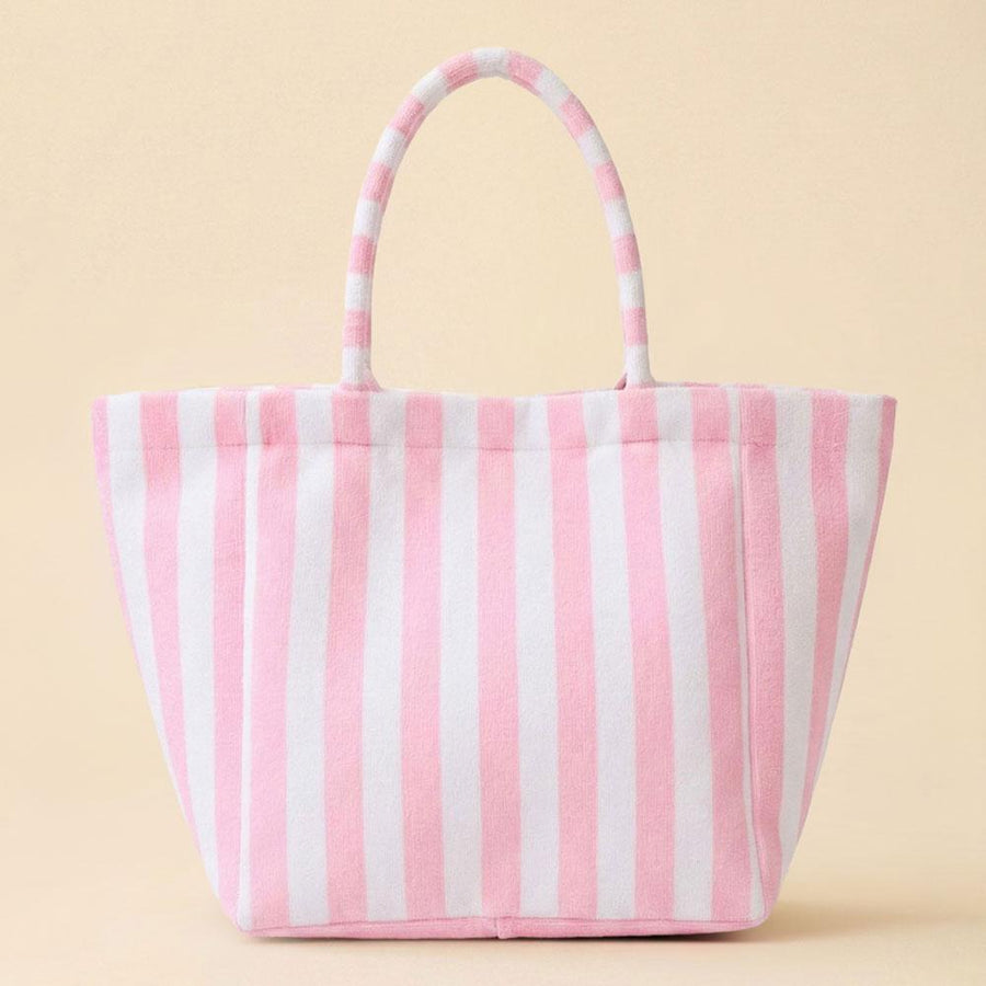 Striped Terry Tote Bag | Soft Summer Shopper Carry on | Beach Shoulder Bag