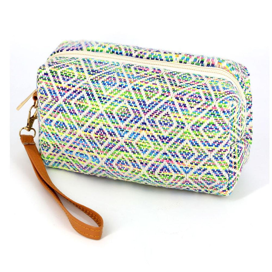 Aztec Pattern Wristlet Pouch, Boho Tribal Cosmetic Bag, Southwest Travel Clutch