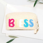 Faux Fur Wristlet Pouch, Fluffy Cosmetic Clutch, Plush Zipper Bag, Winter Accessory