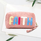 Faux Fur Wristlet Pouch, Fluffy Cosmetic Clutch, Plush Zipper Bag, Winter Accessory