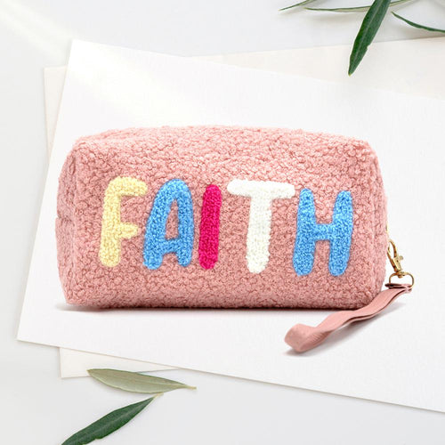 Faux Fur Wristlet Pouch, Fluffy Cosmetic Clutch, Plush Zipper Bag, Winter Accessory