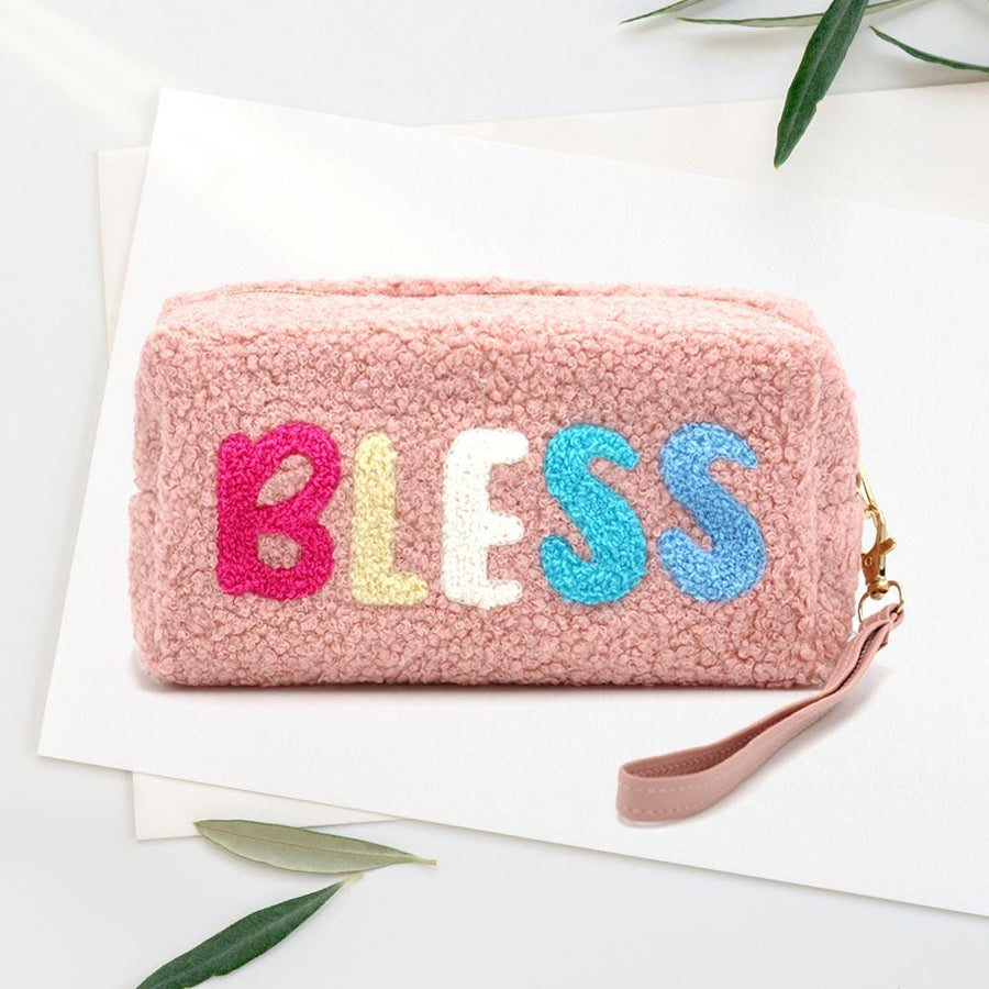 Faux Fur Wristlet Pouch, Fluffy Cosmetic Clutch, Plush Zipper Bag, Winter Accessory