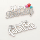 Stone Paved Happy Birthday Brooch | Sparkly Rhinestone Celebration Lapel Pin | Birthday Accessory