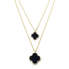 Quatrefoil Pendant Double Layered Necklace | Lucky Clover Gold Necklace | Dainty Minimalist Jewelry