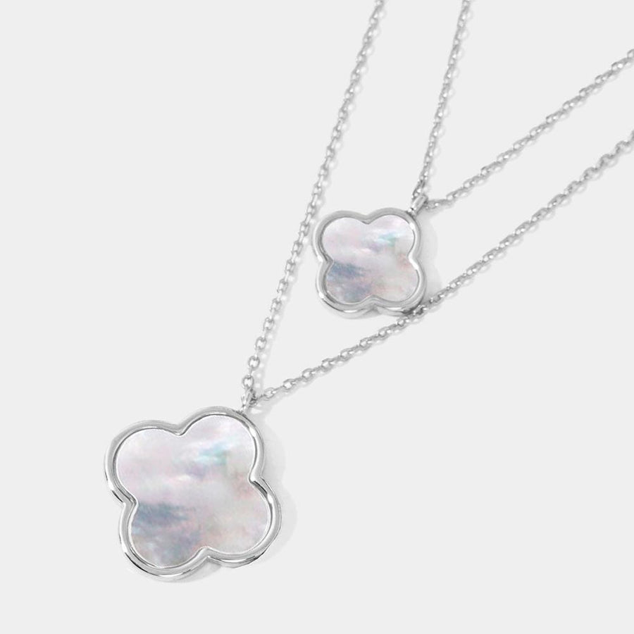 Quatrefoil Pendant Double Layered Necklace | Lucky Clover Gold Necklace | Dainty Minimalist Jewelry