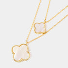 Quatrefoil Pendant Double Layered Necklace | Lucky Clover Gold Necklace | Dainty Minimalist Jewelry