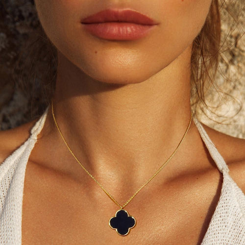 Gold Dipped Quatrefoil Clover Pendant Necklace, Minimalist Dainty Jewelry