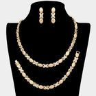 3-Piece Rhinestone Jewelry Set, Bridal Wedding Statement Necklace Bracelet Earrings