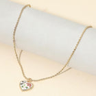Toleel Butterfly Flower Enamel Heart Pendant Necklace | Romantic Jewelry | Dainty Everyday Necklace