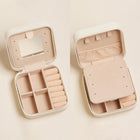 Pink Bow Jewelry Box, Square Travel Case, Mini Organizer, Zipper Closure
