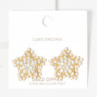 Gold Dipped Star Pearl Stud Earrings, CZ Stone Sterling Post Studs, Minimalist Everyday Jewelry