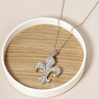 Stone Paved Fleur De Lis Pendant | Classic New Orleans Jewelry | Mardi Gras Symbol Necklace