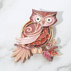 Colored Metal Owl Magnetic Brooch | Whimsical Enamel Lapel Pin, Scarf Accessory