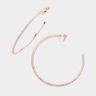 Crystal Rhinestone 3.3 Inch Hoop Clip On Earrings | Large Sparkly Statement Hoops | Party Jewelry