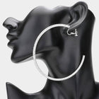 Crystal Rhinestone 3.3 Inch Hoop Clip On Earrings | Large Sparkly Statement Hoops | Party Jewelry