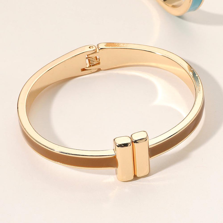 Metal Bar Tip Enamel Hinged Bangle Bracelet | Modern Minimal Bracelet | Stylish Everyday Jewelry
