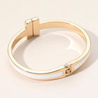 Metal Bar Tip Enamel Hinged Bangle Bracelet | Modern Minimal Bracelet | Stylish Everyday Jewelry