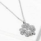 Stone Paved Clover Pendant Necklace | Sparkly Lucky Charm Necklace | Dainty Everyday Jewelry