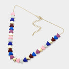 Colorful Triangle Wood Bead Necklace | Boho Geometric Statement Jewelry | Artisan Style Necklace