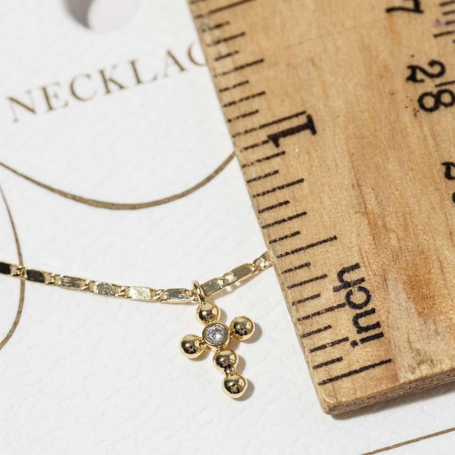 Dainty Gold CZ Cross Necklace, Mini Pendant, Faith Jewelry, Layering Chain