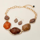 Chunky Resin Pebble Plate Necklace and Earring Set | Modern Organic Statement Jewelry