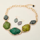 Chunky Resin Pebble Plate Necklace and Earring Set | Modern Organic Statement Jewelry