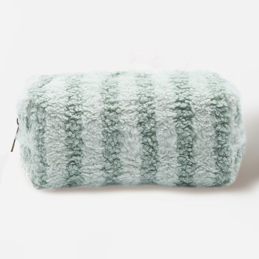 Pattern Faux Fur Pouch | Soft Plush Makeup Cosmetic Pouch | Zipper Clutch Travel Bag