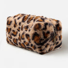 Pattern Faux Fur Pouch | Soft Plush Makeup Cosmetic Pouch | Zipper Clutch Travel Bag