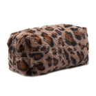 Pattern Faux Fur Pouch | Soft Plush Makeup Cosmetic Pouch | Zipper Clutch Travel Bag