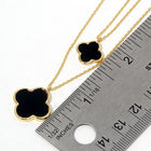 Quatrefoil Pendant Double Layered Necklace | Lucky Clover Gold Necklace | Dainty Minimalist Jewelry