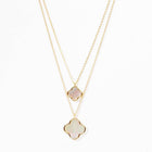Quatrefoil Pendant Double Layered Necklace | Lucky Clover Gold Necklace | Dainty Minimalist Jewelry