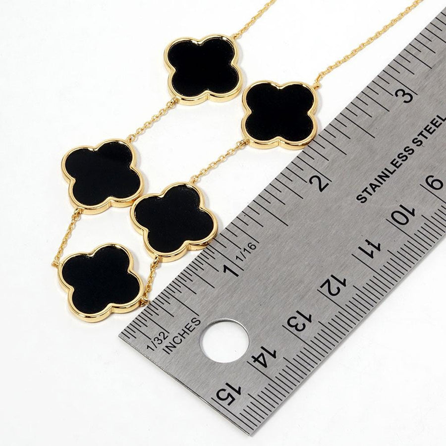 Gold Dipped Mother of Pearl Quatrefoil Station Necklace | Clover Necklace | Dainty Elegant Jewelry