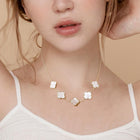 Gold Dipped Mother of Pearl Quatrefoil Station Necklace | Clover Necklace | Dainty Elegant Jewelry