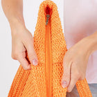 Solid Crochet Straw Tote Bag | Woven Shoulder Beach Bag | Boho Summer Handbag